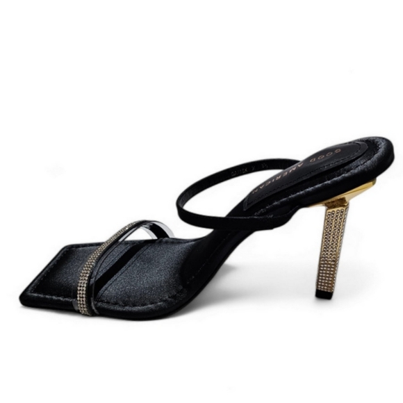 GOOD AMERICAN Shoes Satin Rhinestone Strappy Sandals Heels Womens 8.5 - Picture 5 of 5